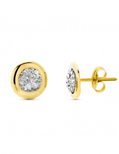 9K PENDIENTES ORO AMARILLO REDONDOS 8...