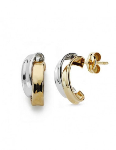 9K PENDIENTES BANDAS BICOLOR 14X6 MM