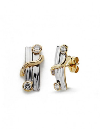 9K PENDIENTES BICOLOR 15X6 MM