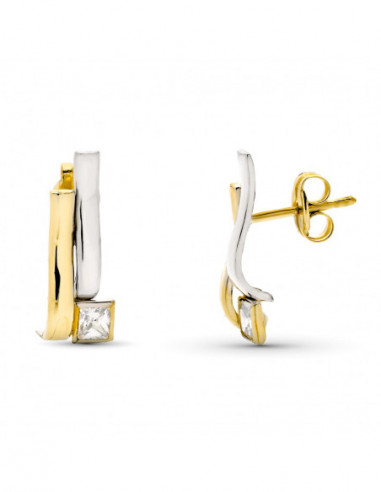 9K PENDIENTES BICOLOR 15X5 MM