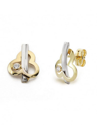 9K PENDIENTES BICOLOR CIRCONITA 12X9 MM