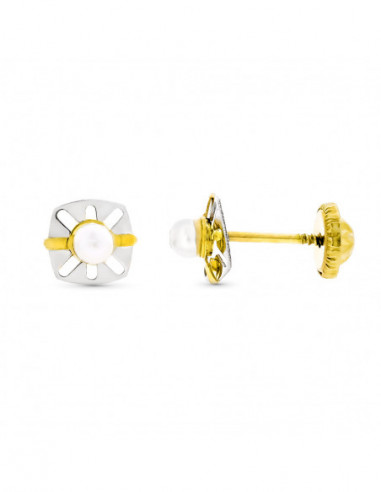 9K PENDIENTES ORO BICOLOR CALADOS CON...