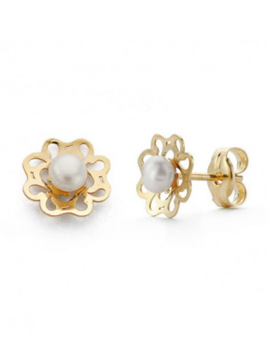 9K PENDIENTES PERLA 7X7 MM PRESION (...