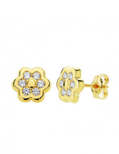 9K PENDIENTES FLOR 7X7 MM