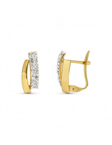 9K PENDIENTES ORO BICOLOR BANDAS...