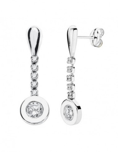 9K PENDIENTES ORO BLANCO LARGOS CON...