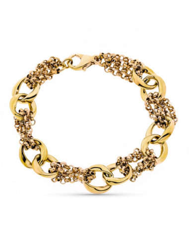 9K PULSERA HUECA TRICOLOR 18 CM