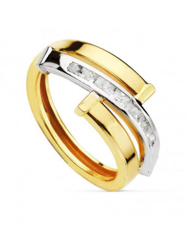 9K SORTIJA ORO BICOLOR BANDAS CON...