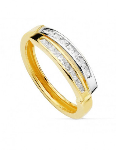 9K SORTIJA ORO BICOLOR CON BANDAS Y...