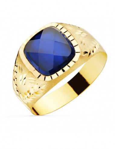 9K SELLO TALLADO PIEDRA AZUL. 9 MM