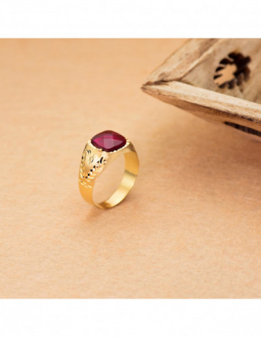 9K SELLO TALLADO PIEDRA ROJA 9 MM