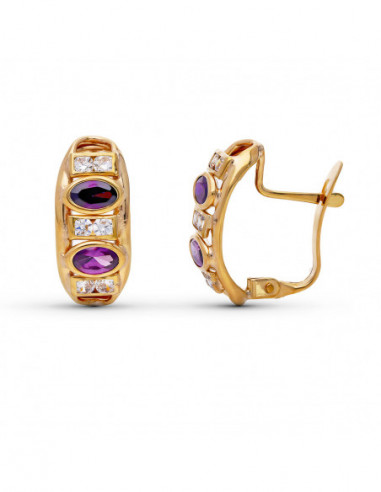 9K PENDIENTES ORO AMARILLO BANDAS CON...