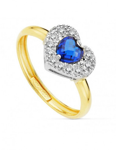 9K SORTIJA PIEDRA AZUL CORAZON 5 MM...