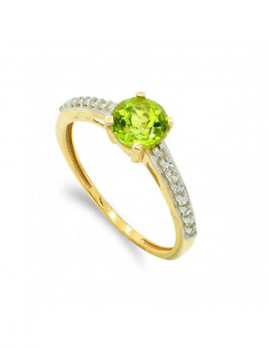 9K SOLITARIO BICOLOR OLIVINA 6 MM