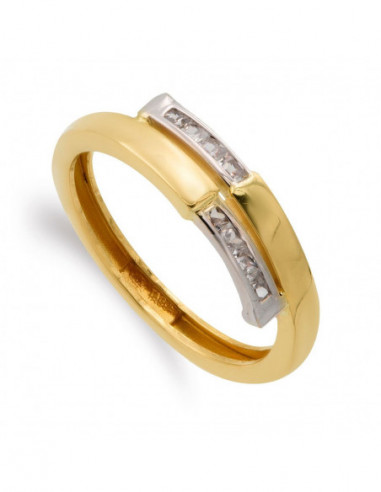 9K SORTIJA ORO BICOLOR BANDAS CON...