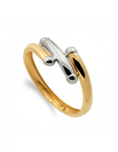 9K SORTIJA ORO BICOLOR BANDAS EN BRILLO