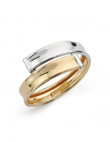 9K SORTIJA ORO BICOLOR CON BANDAS EN...