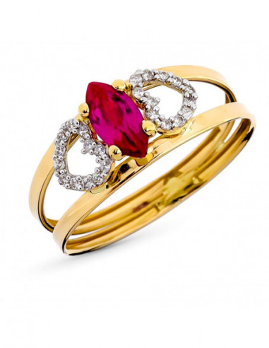 9K SORTIJA ORO AMARILLO PIEDRA ROJA...