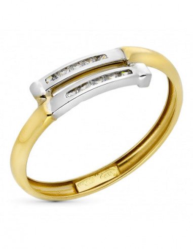 9K SORTIJA ORO BICOLOR DOS CARRILES...