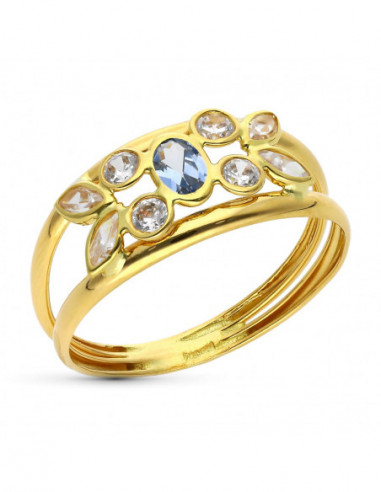 9K SORTIJA ORO AMARILLO AGUAMARINA...
