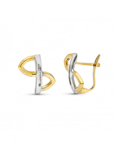 9K PENDIENTES ORO BICOLOR CIRCONITAS...