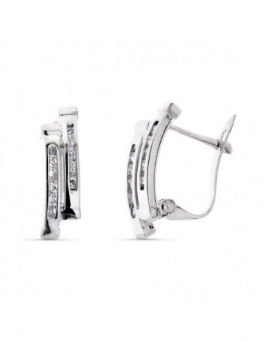 9K PENDIENTES ORO BLANCO BANDAS CON...