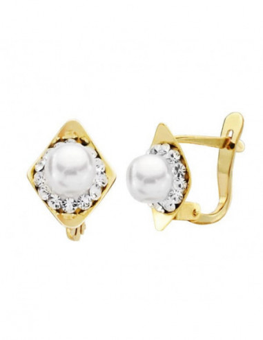 9K PENDIENTES PERLA 10X8 MM