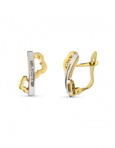 9K PENDIENTES BICOLOR 13X7 MM