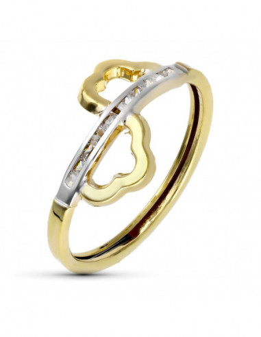 9K SORTIJA ORO BICOLOR COMUNION FLOR...