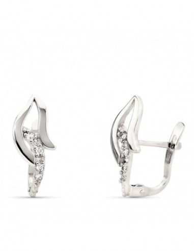 9K PENDIENTES ORO BLANCO BANDAS CON...