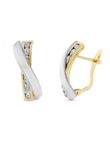 9K PENDIENTES ORO BICOLOR BANDAS...