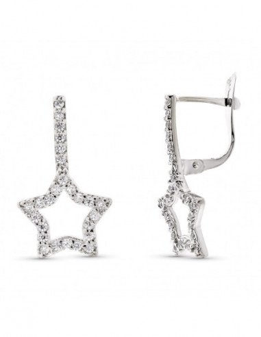 9K PENDIENTES ORO BLANCO DOBLE CUERPO...