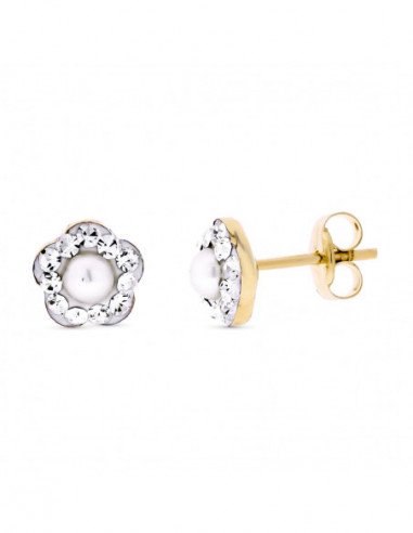 9K PENDIENTES ORO AMARILLO FLOR...
