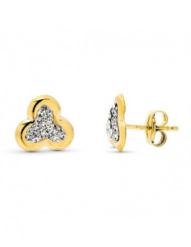 9K PENDIENTES ORO AMARILLO TREBOL...