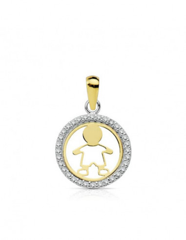 9K COLGANTE NIÑO BICOLOR CIRCONITAS 13MM