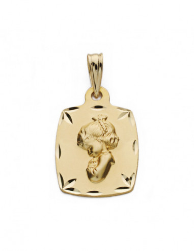 9K MEDALLA VIRGEN NIÑA REZANDO 19X13 MM