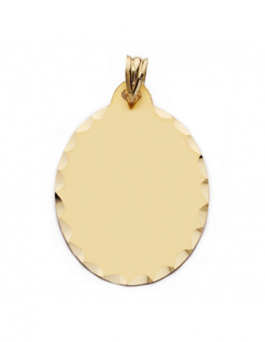 9K CHAPA OVAL MATE TALLADA 34X23 MM