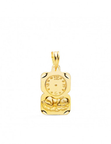 9K MEDALLA RECTANGULO NIÑO DE LA HORA...