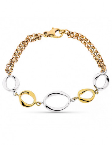 9K PULSERA TRICOLOR HUECA 19CM