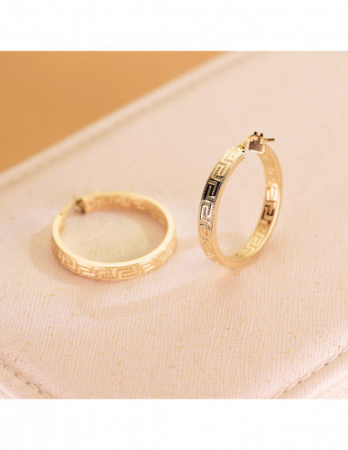 9K AROS ORO AMARILLO HUECOS CON GRECA...