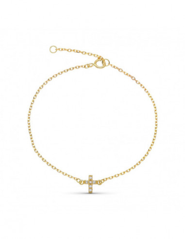9K PULSERA ORO AMARILLO CRUZ...