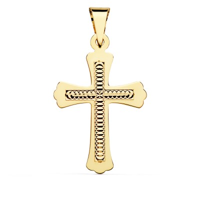 18K CRUZ TALLADA 34X22 MM