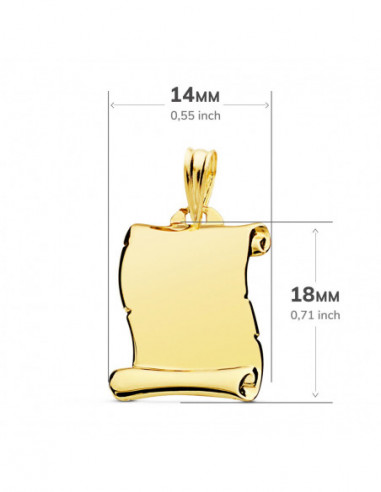 9K CHAPA PERGAMINO LISO BRILLO 18X14 MM