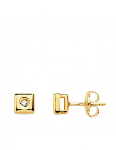 18K PENDIENTES CHATON CUADRADO...