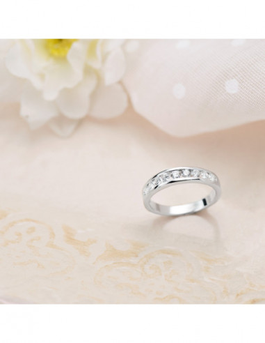 18K ALIANZA 9 DIAMANTES ORO BLANCO...