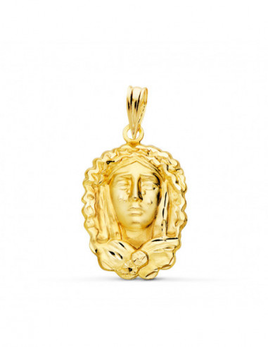 18K MEDALLA SILUETA VIRGEN MARIA DE...