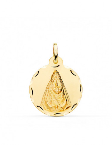 18K MEDALLA VIRGEN NEGRA TALLADA 22 MM