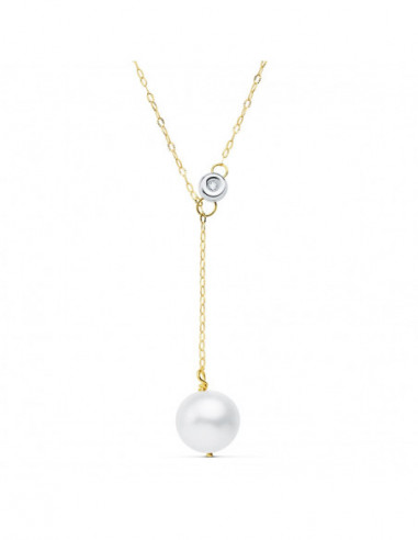 18K GARGANTILLA PERLA 12 MM CADENA 45...