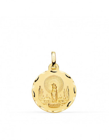18K MEDALLA VIRGEN DEL PILAR TALLADA...