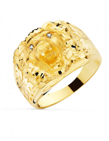 18K SELLO ORO AMARILLO CABEZA DE LEON...